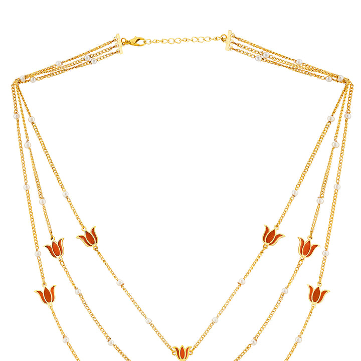 Teejh Kimrika Red and Gold Enamel Necklace