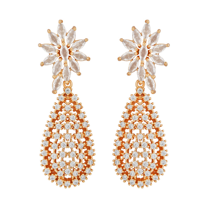 Teejh Kundan Sparkle CZ Stones Rosegold Necklace Set