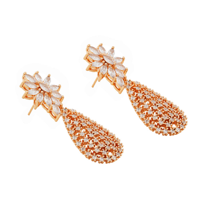 Teejh Kundan Sparkle CZ Stones Rosegold Necklace Set