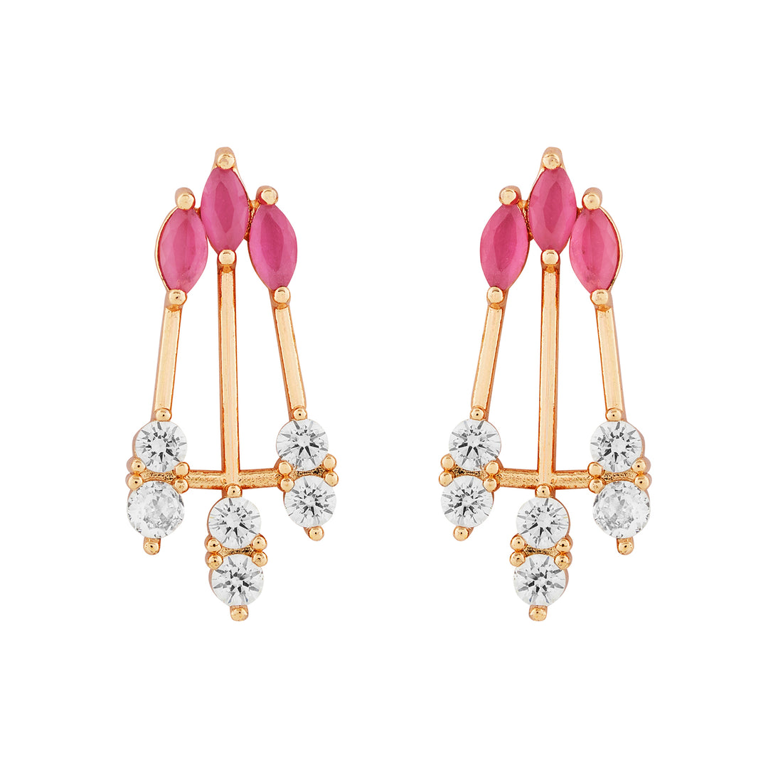 Teejh Madhur Mantra Cz stones Ruby and  Rosegold Necklace Set