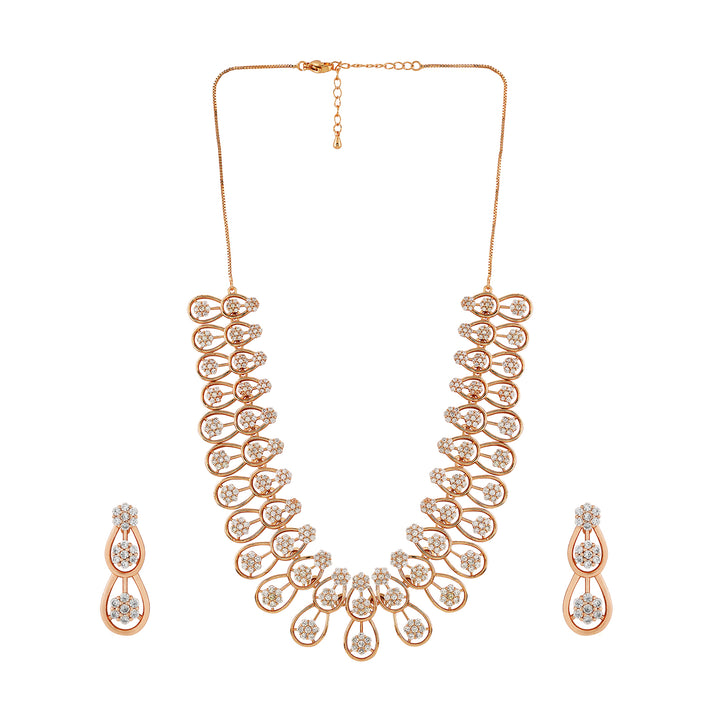 Teejh Divine Dazzle CZ Stones Rosegold Necklace Set