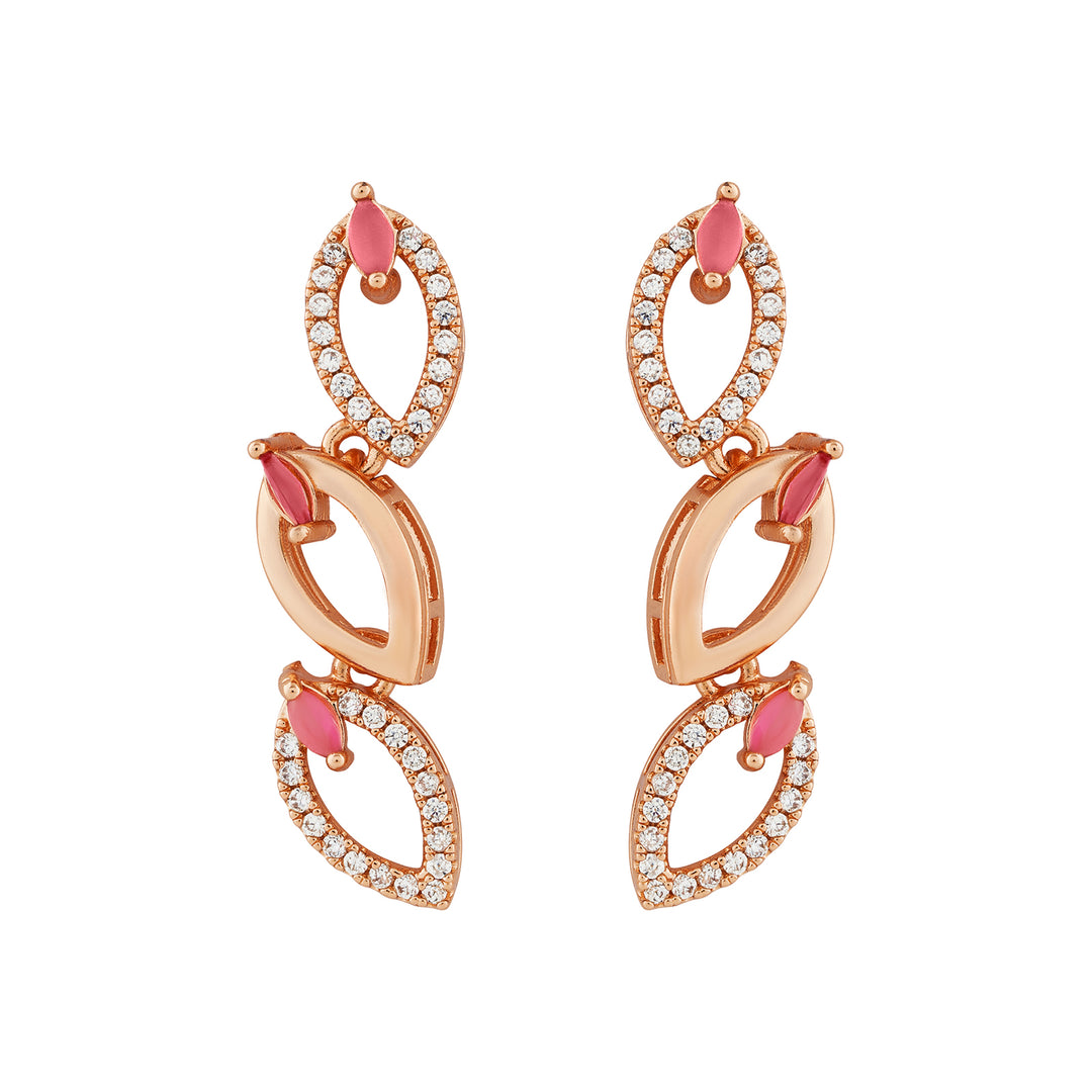 Teejh Lalitha Lustre Red and Rosegold CZ Stones Necklace Set