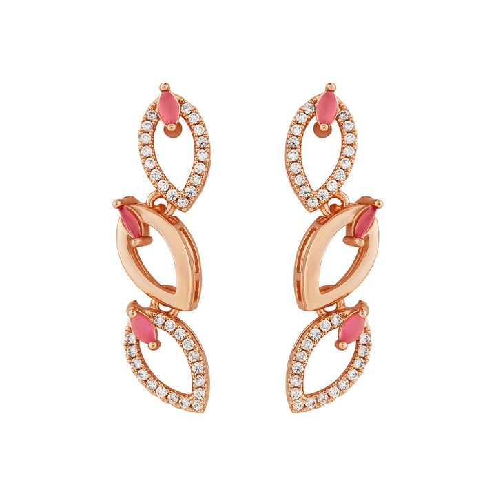 Teejh Lalitha Lustre Red and Rosegold CZ Stones Necklace Set