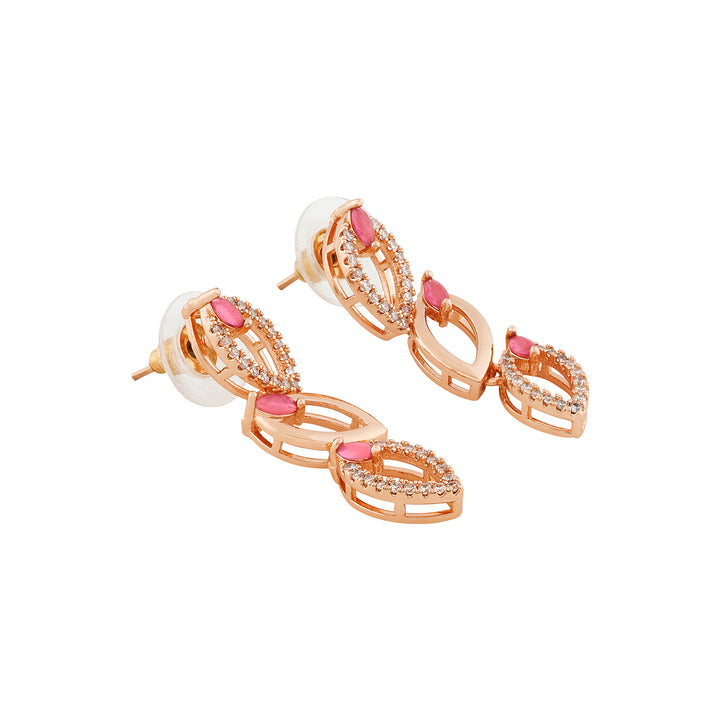 Teejh Lalitha Lustre Red and Rosegold CZ Stones Necklace Set