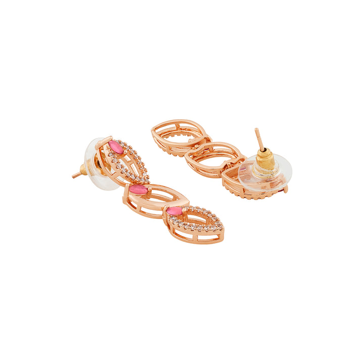 Teejh Lalitha Lustre Red and Rosegold CZ Stones Necklace Set