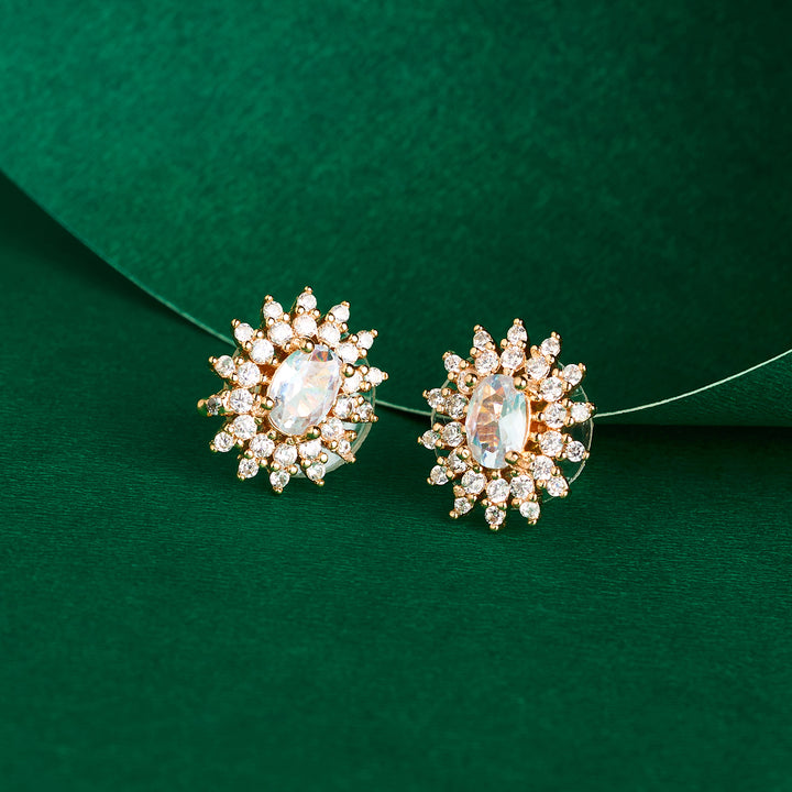 Teejh Golden Gleam CZ Stones Rose Gold Earrings