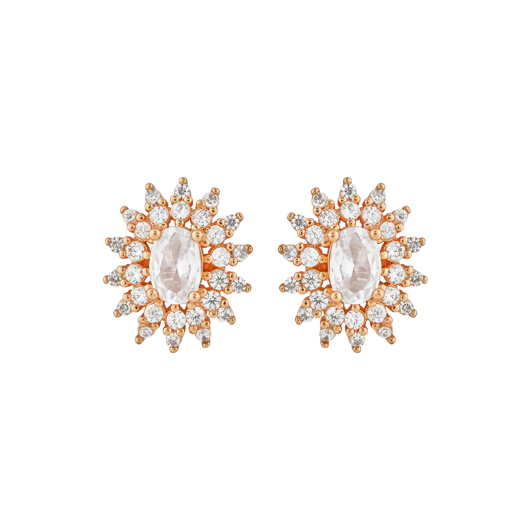 Teejh Golden Gleam CZ Stones Rose Gold Earrings