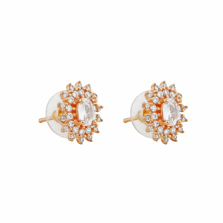Teejh Golden Gleam CZ Stones Rose Gold Earrings