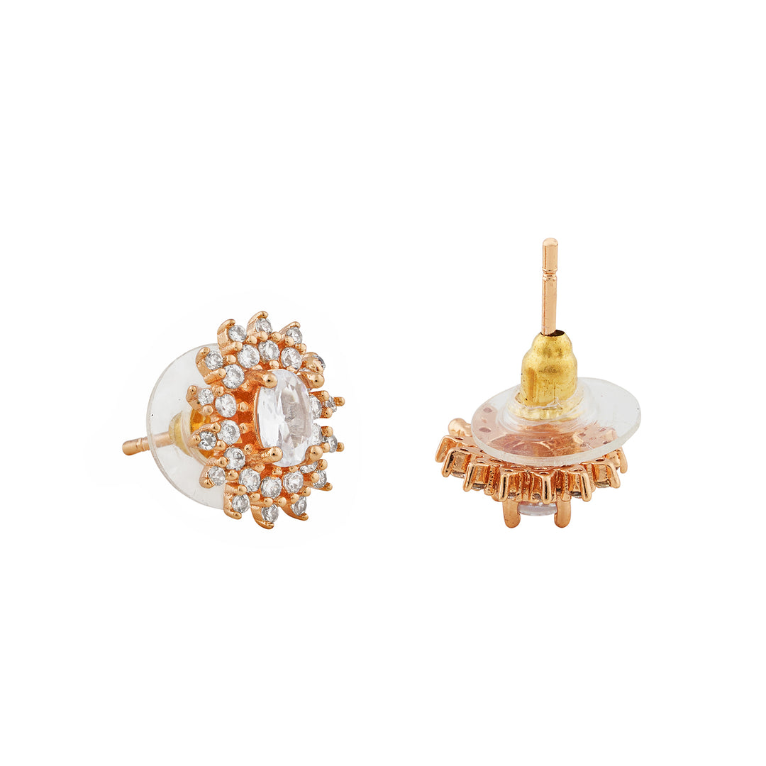 Teejh Golden Gleam CZ Stones Rose Gold Earrings