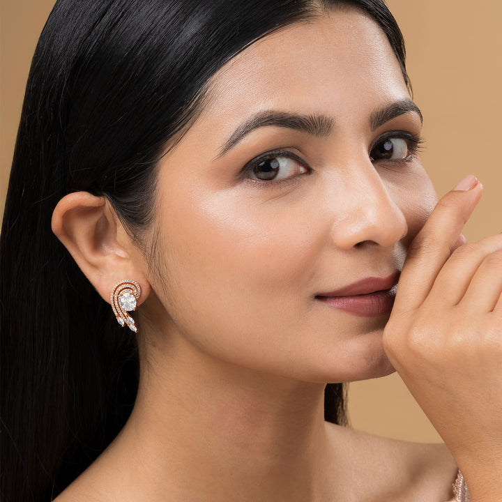 Teejh Majestic Mira CZ Stones Rose Gold Earrings