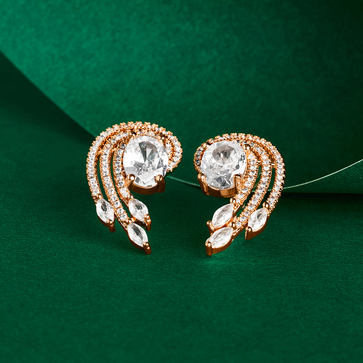 Teejh Majestic Mira CZ Stones Rose Gold Earrings