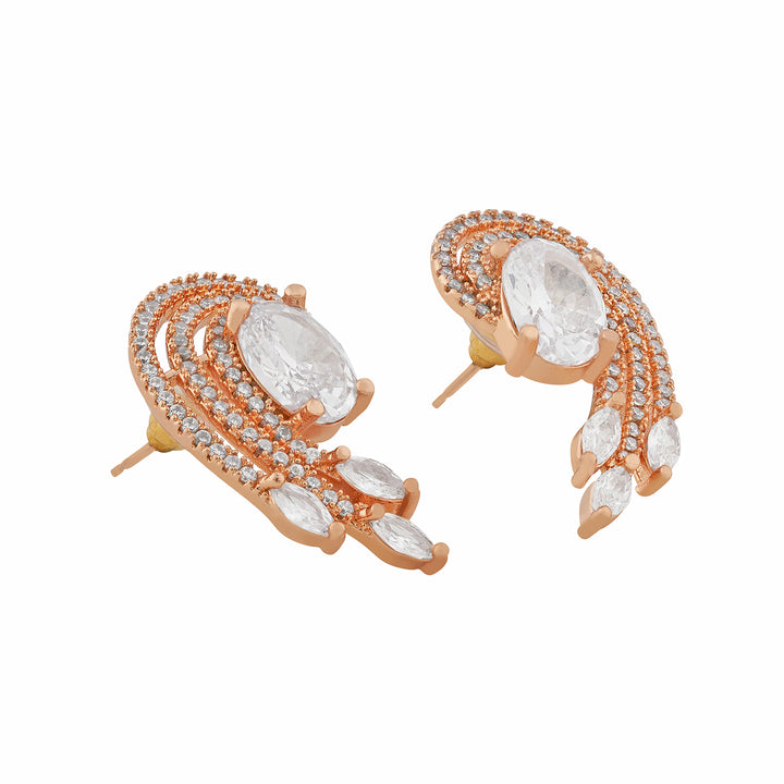 Teejh Majestic Mira CZ Stones Rose Gold Earrings