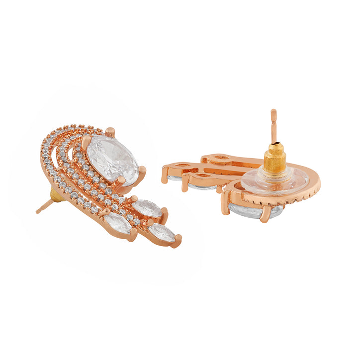 Teejh Majestic Mira CZ Stones Rose Gold Earrings