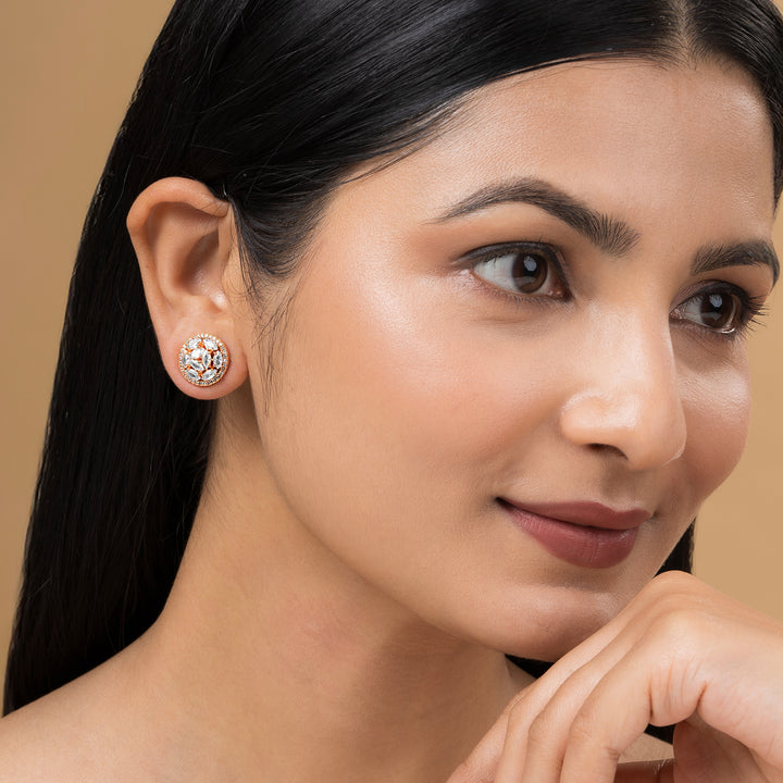 Teejh Apsara Aura CZ Stones Rose Gold Earrings