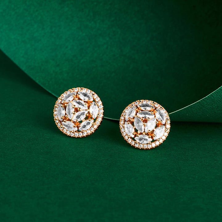Teejh Apsara Aura CZ Stones Rose Gold Earrings