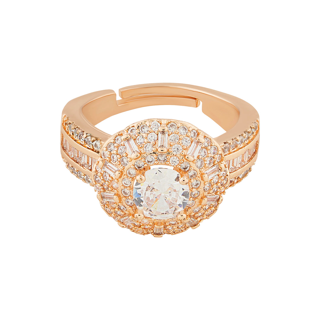 Teejh Jewel of Jaipur CZ Stones Rose Gold Ring