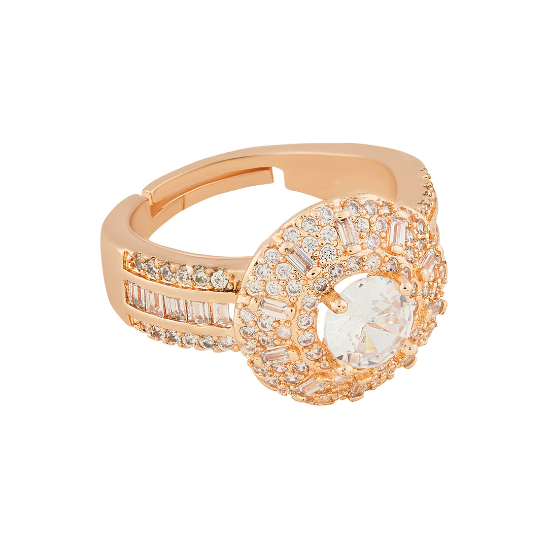 Teejh Jewel of Jaipur CZ Stones Rose Gold Ring