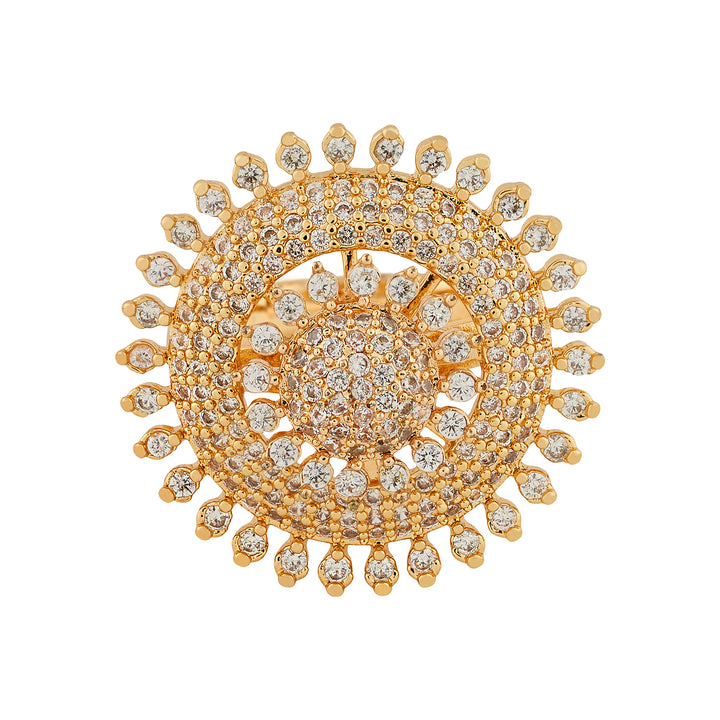 Teejh Shehnai Shimmer CZ Stones Gold Ring