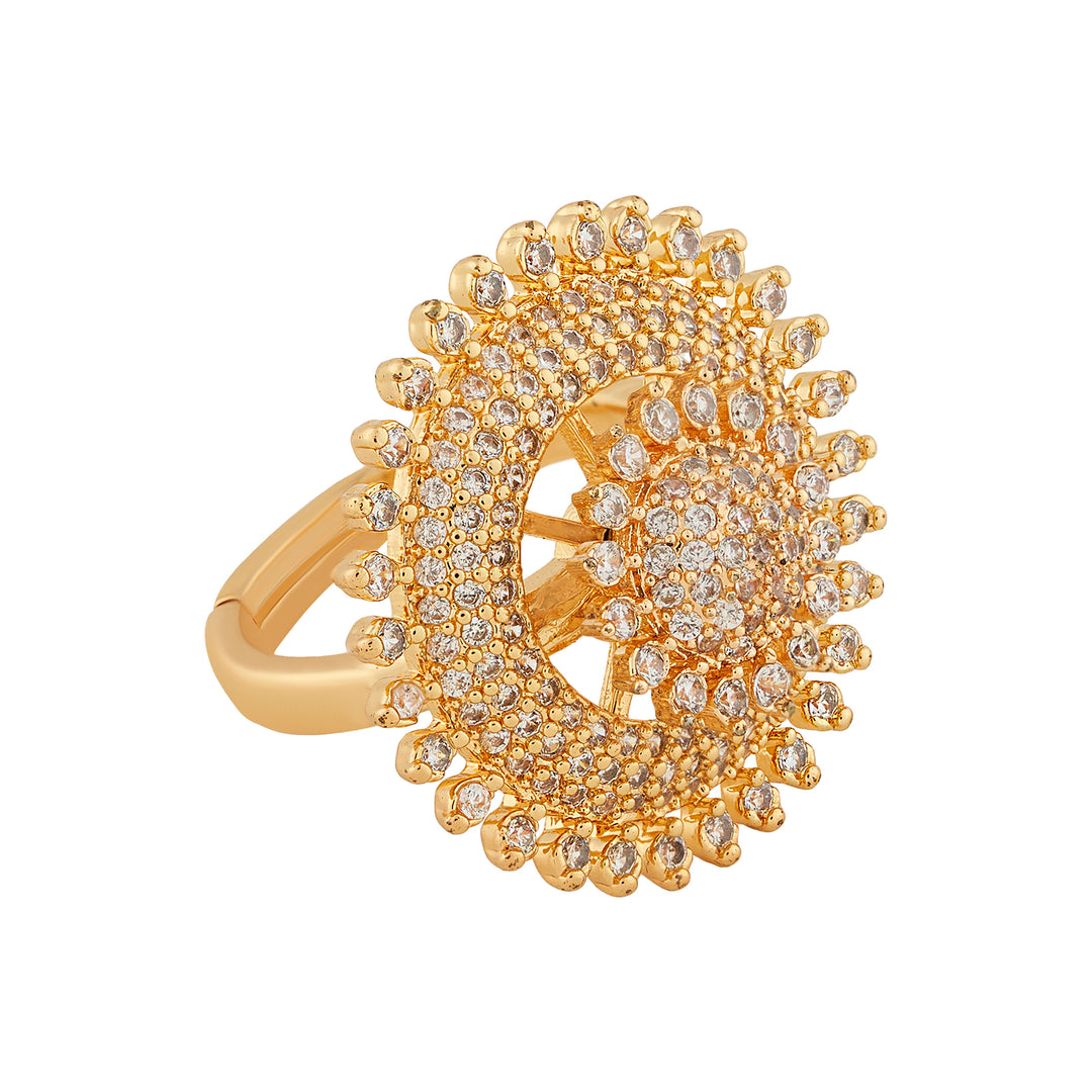 Teejh Shehnai Shimmer CZ Stones Gold Ring