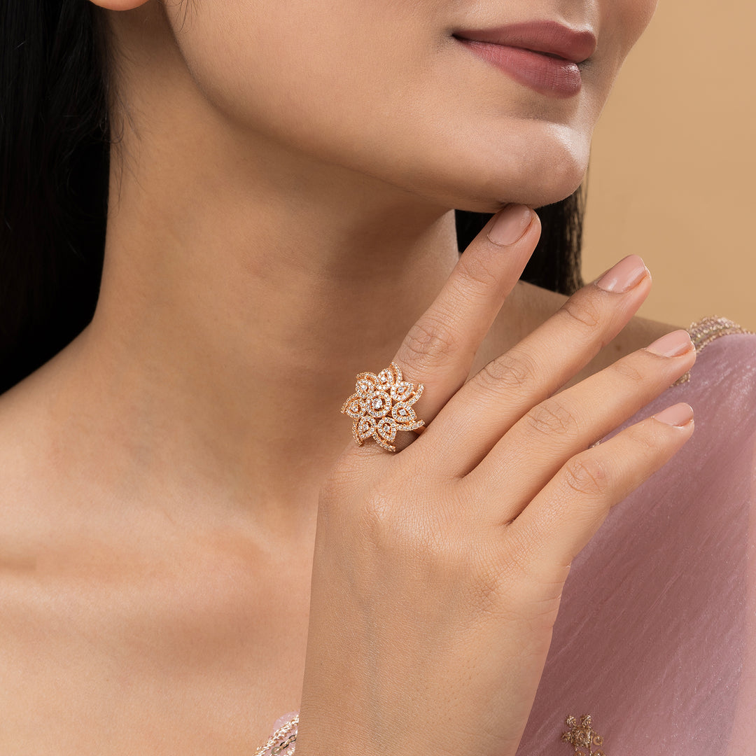 Teejh Royal Radiance CZ Stones Rose Gold Ring