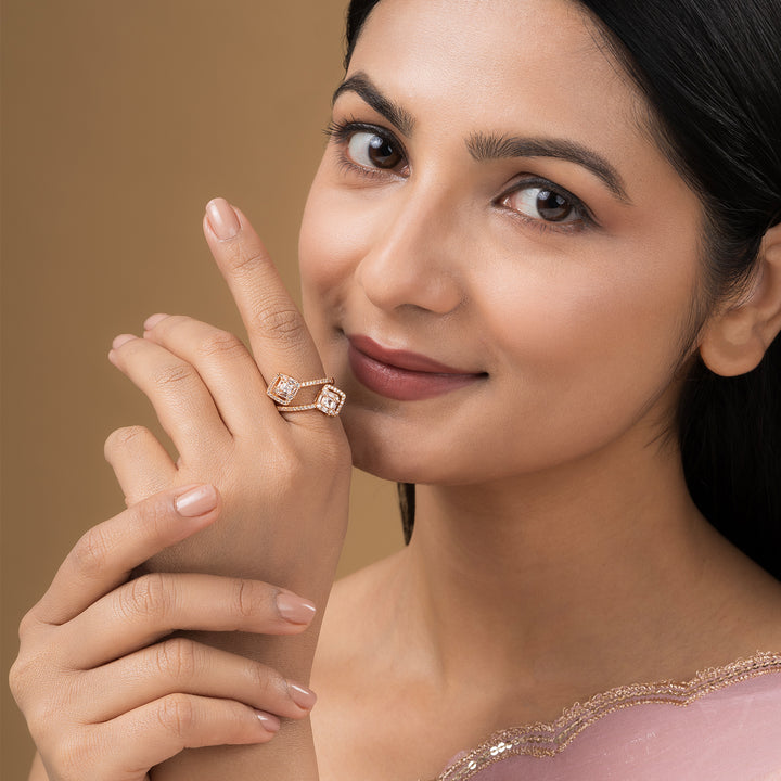 Teejh Jewel of Jodhpur CZ Stones Rose Gold Ring
