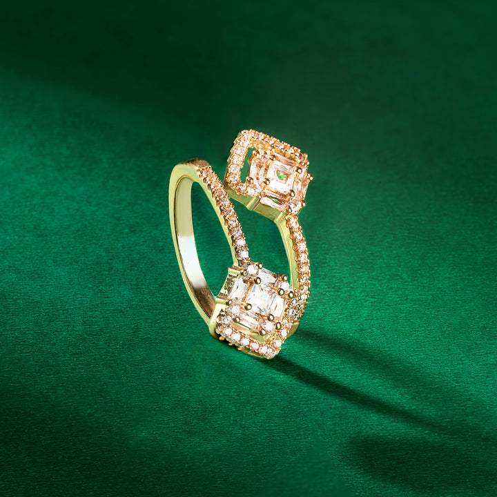 Teejh Jewel of Jodhpur CZ Stones Rose Gold Ring