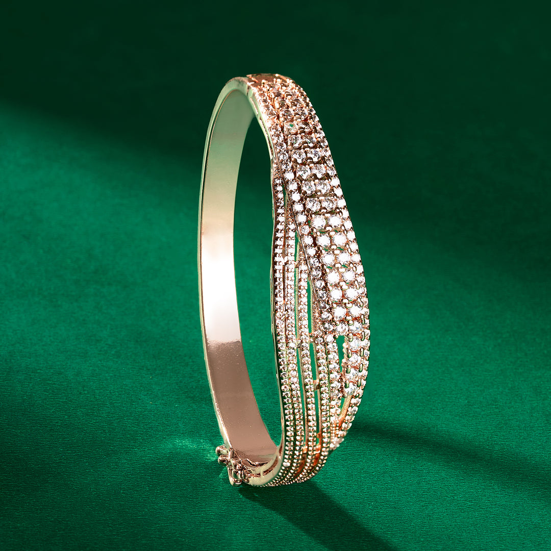 Teejh Tanishka CZ Stones Twinkle Rosegold Bracelet