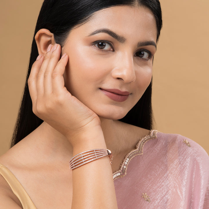 Teejh Lavanya Lustre CZ Stones Rosegold Bracelet
