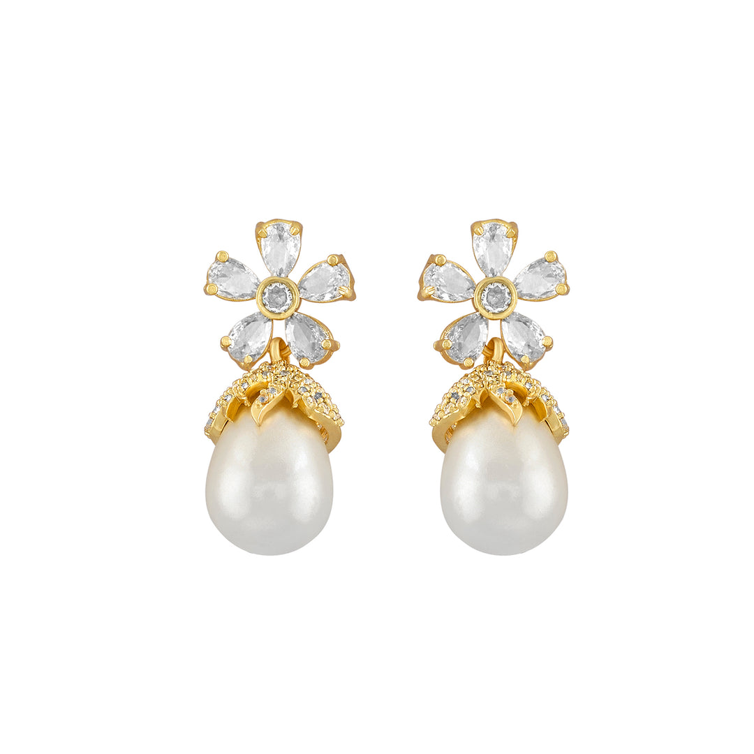 Teejh Almaz Gold and White Earring