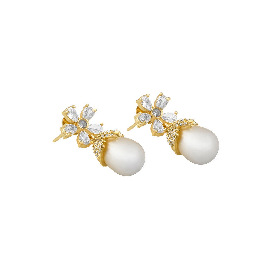 Teejh Almaz Gold and White Earring
