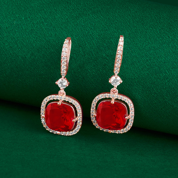 Teejh Twinkle Rosegold Red Stone Earring