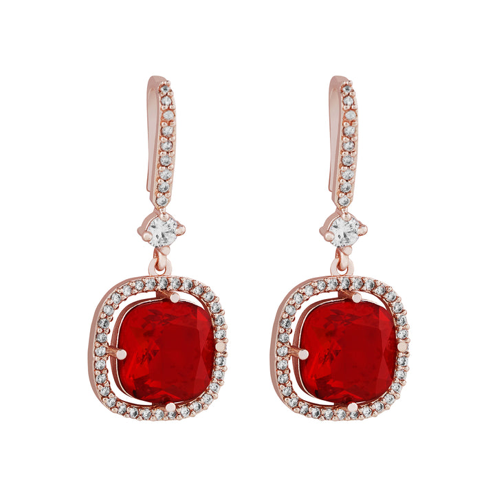 Teejh Twinkle Rosegold Red Stone Earring