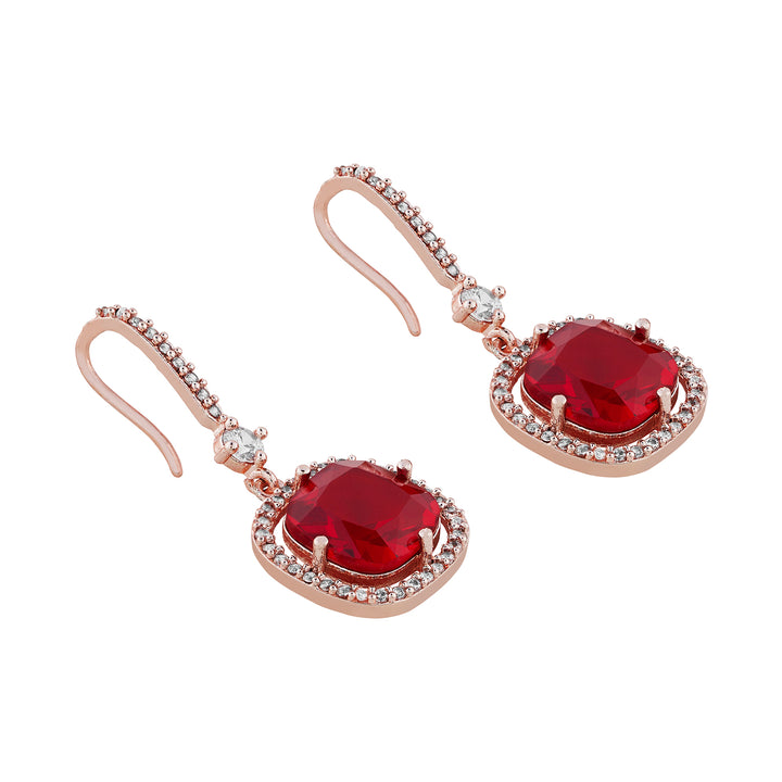 Teejh Twinkle Rosegold Red Stone Earring