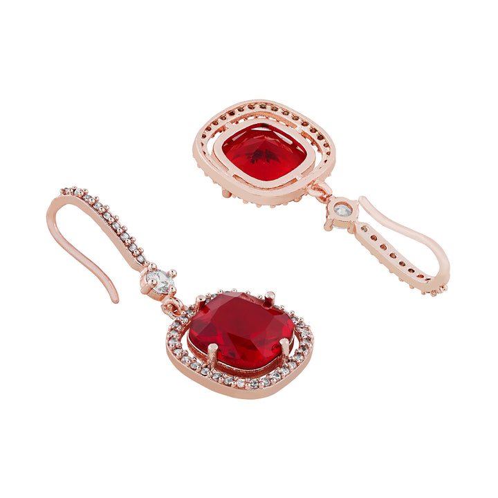 Teejh Twinkle Rosegold Red Stone Earring