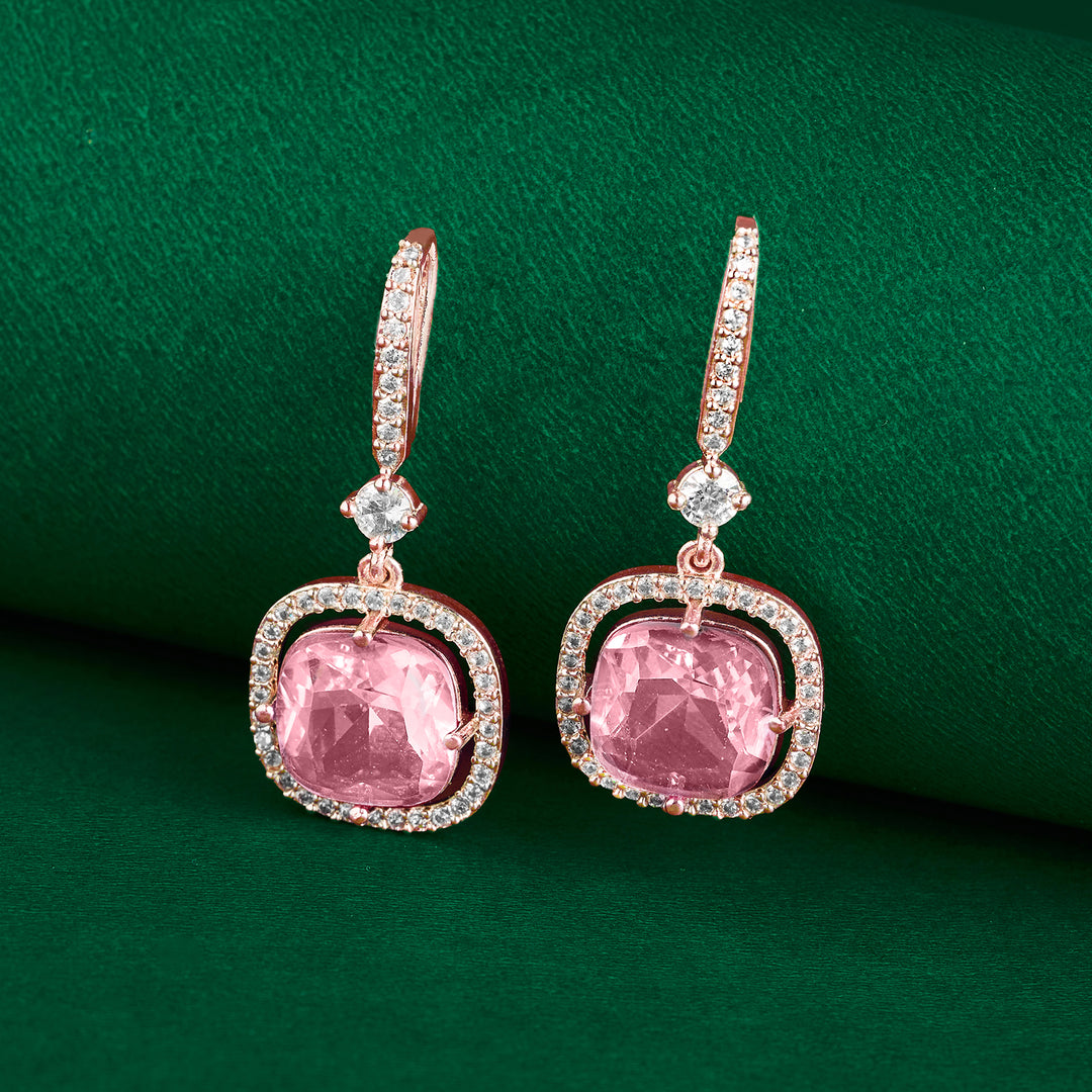 Teejh Twinkle Rosegold Pink Stone Earring