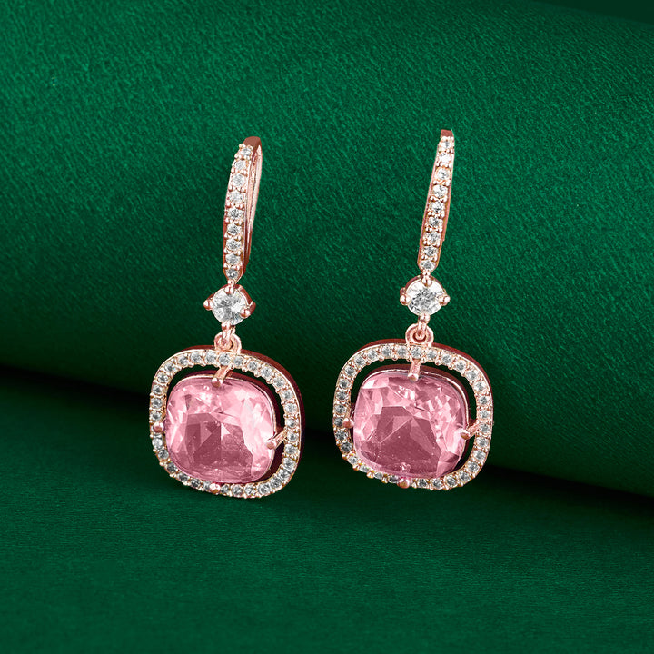 Teejh Twinkle Rosegold Pink Stone Earring