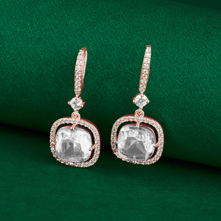 Teejh Twinkle Rosegold White Stone Earring