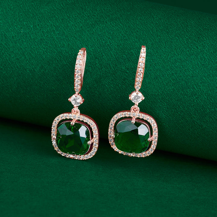 Teejh Twinkle Rosegold Green Stone Earring