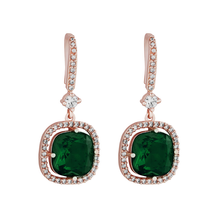 Teejh Twinkle Rosegold Green Stone Earring