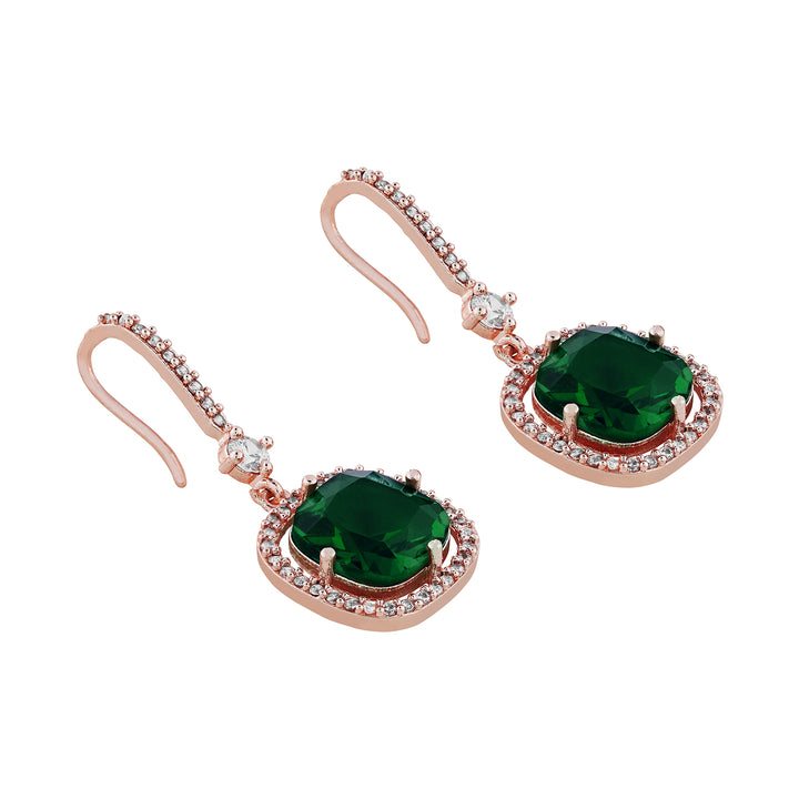 Teejh Twinkle Rosegold Green Stone Earring