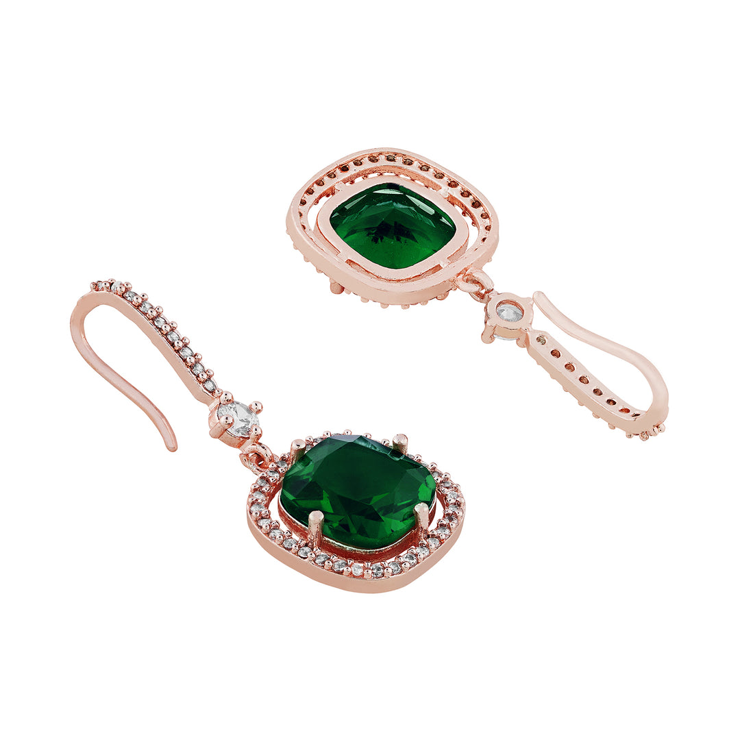 Teejh Twinkle Rosegold Green Stone Earring