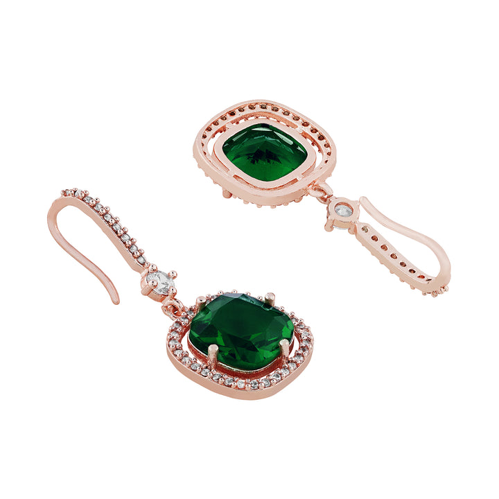 Teejh Twinkle Rosegold Green Stone Earring