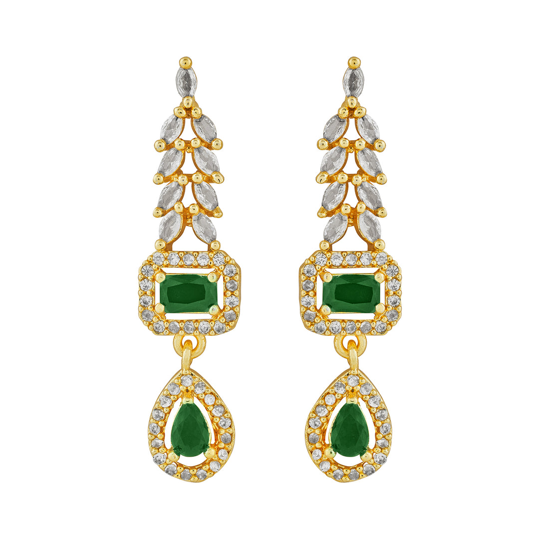 Teejh Sparki Gold and Green CZ Stone Necklace set