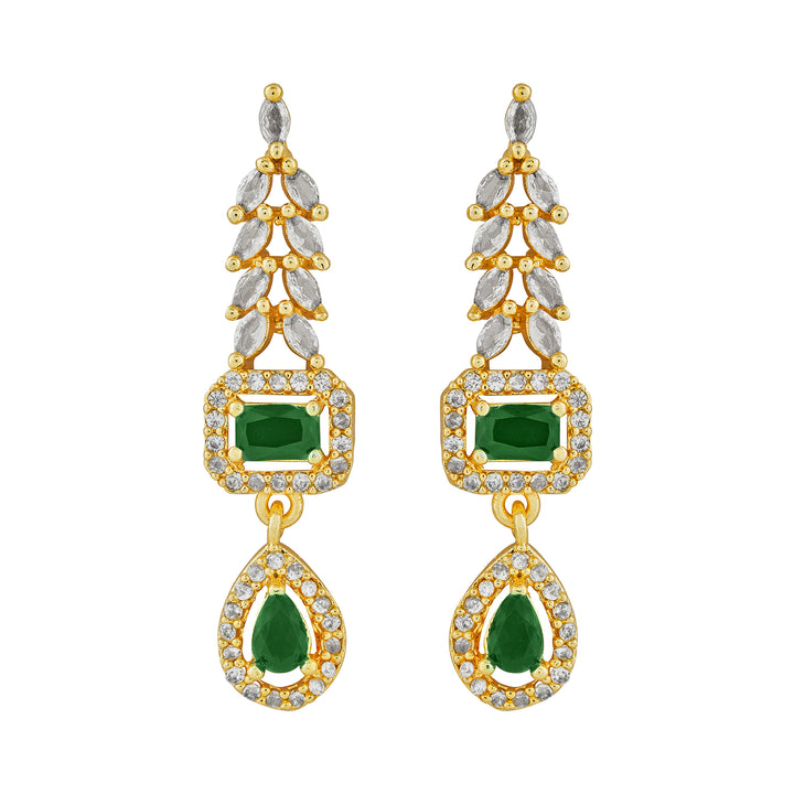 Teejh Sparki Gold and Green CZ Stone Necklace set