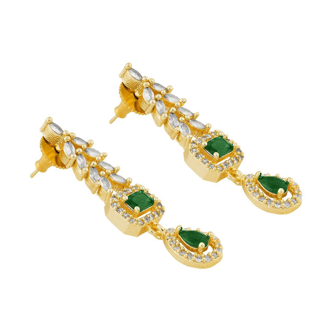 Teejh Sparki Gold and Green CZ Stone Necklace set