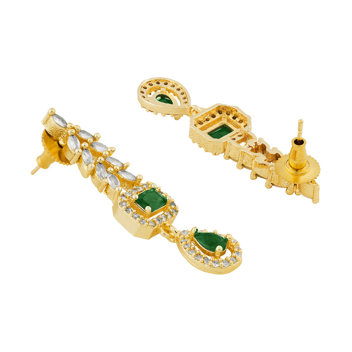 Teejh Sparki Gold and Green CZ Stone Necklace set