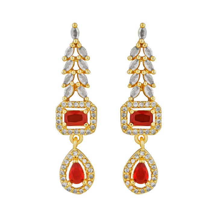 Teejh Sparki Gold and Red CZ Stone Necklace set