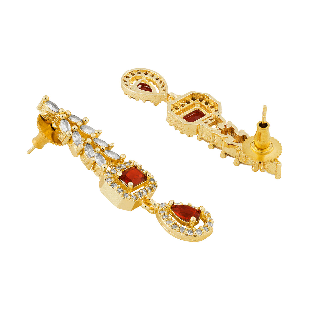 Teejh Sparki Gold and Red CZ Stone Necklace set