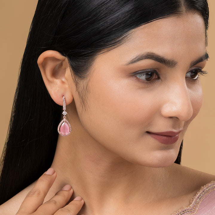 Teejh Radianz Rosegold Pink Stone Earrings