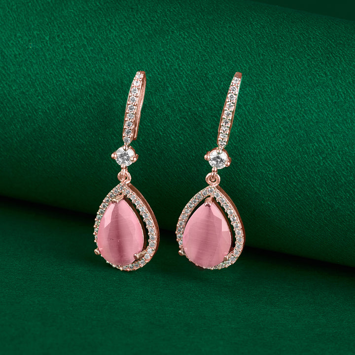 Teejh Radianz Rosegold Pink Stone Earrings